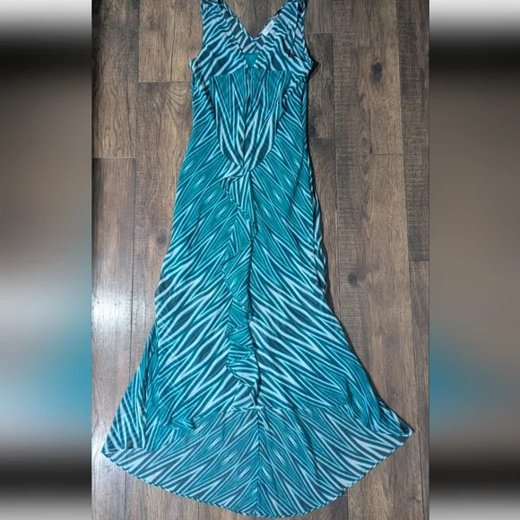 sachin and babi light blue dress Beaded Cut-out Bodice Turquoise Chiffon Prom Dress